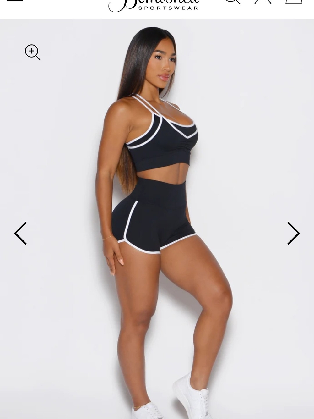 Bombshell Sportswear Black Bike Shorts with White Trim - Picture 4 of 5